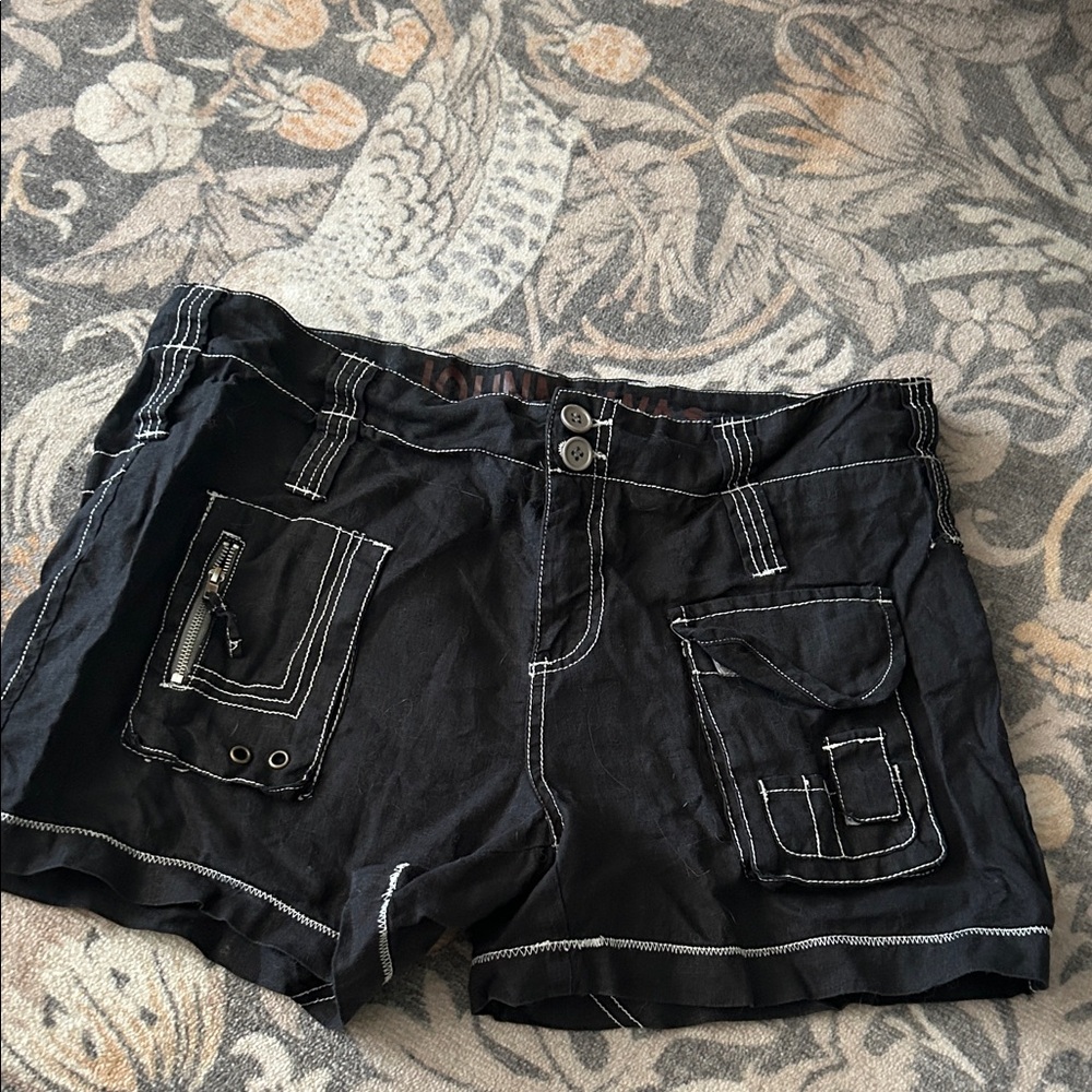 Johnny Was Stylish Black Linen Shorts sz 10